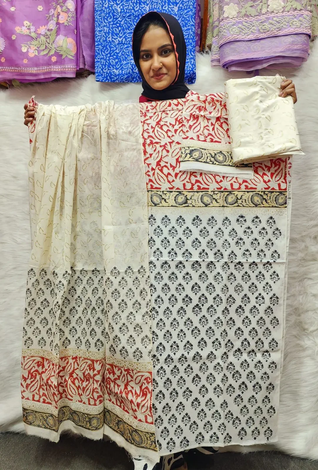 PURE KHADDI COTTON SCREEN PRINT 3PIC ID 2740