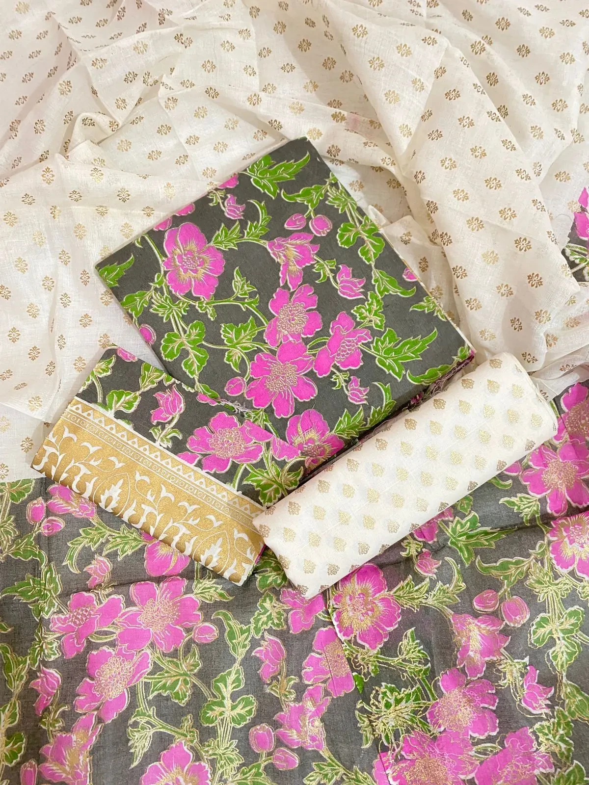 PURE KHADDI COTTON SCREEN PRINT 3PIC ID 2752