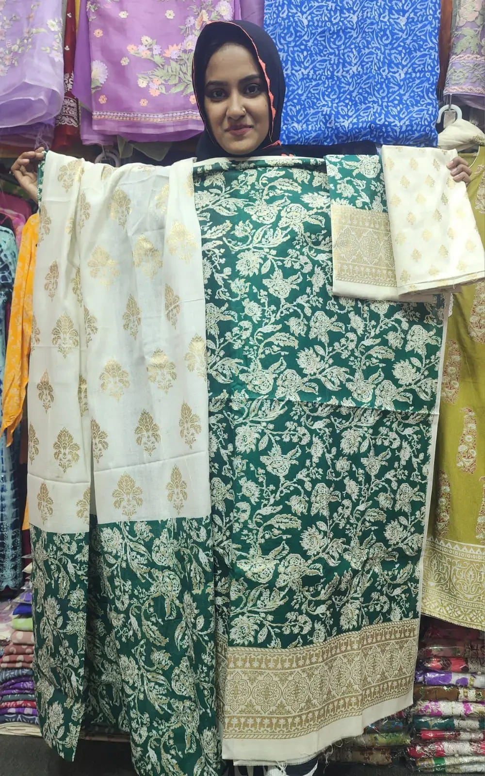 PURE KHADDI COTTON SCREEN PRINT 3PIC ID 2717