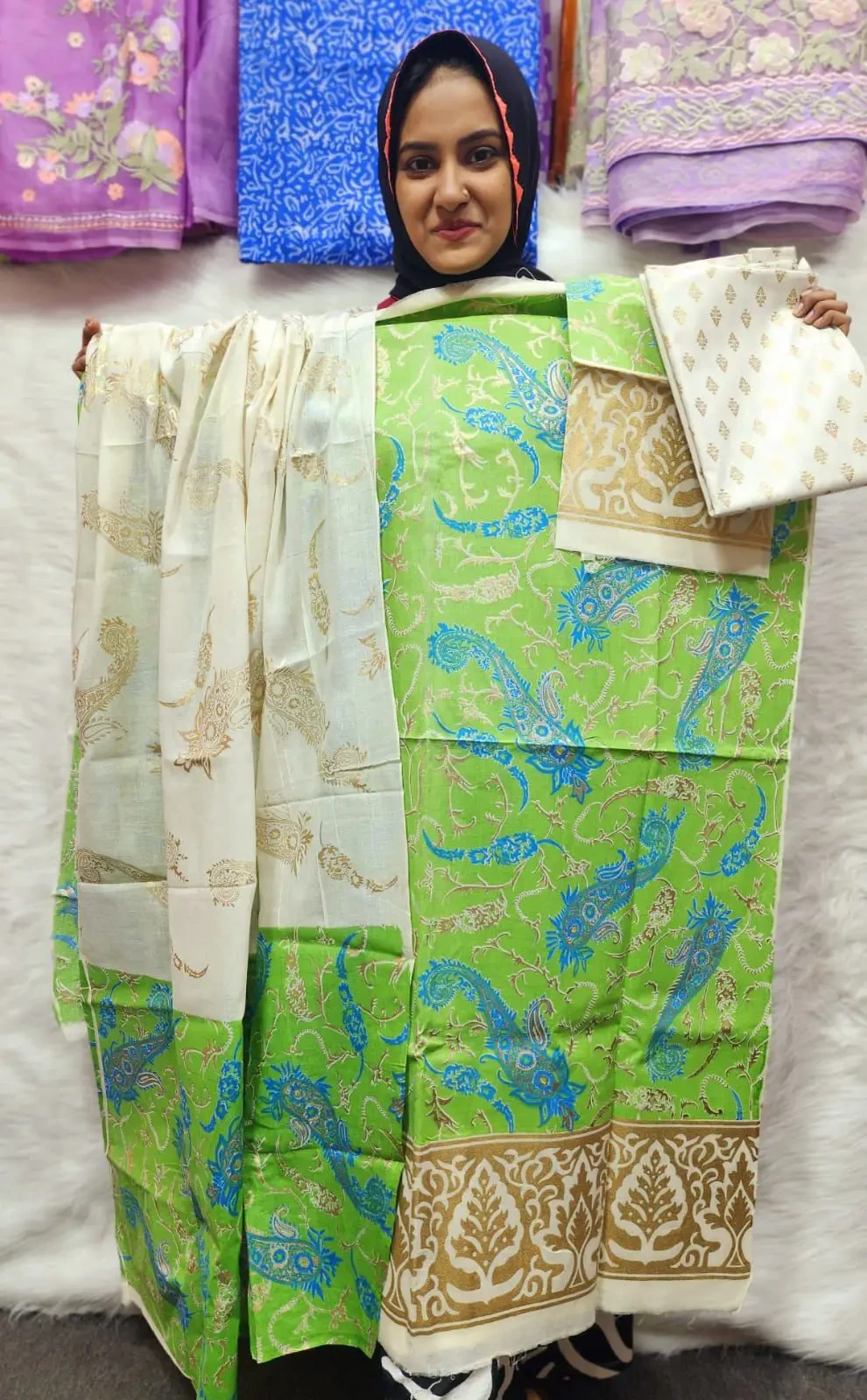 PURE KHADDI COTTON SCREEN PRINT 3PIC ID 2725