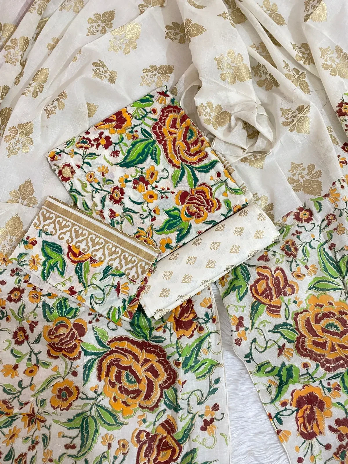 PURE KHADDI COTTON SCREEN PRINT 3PIC ID 2754