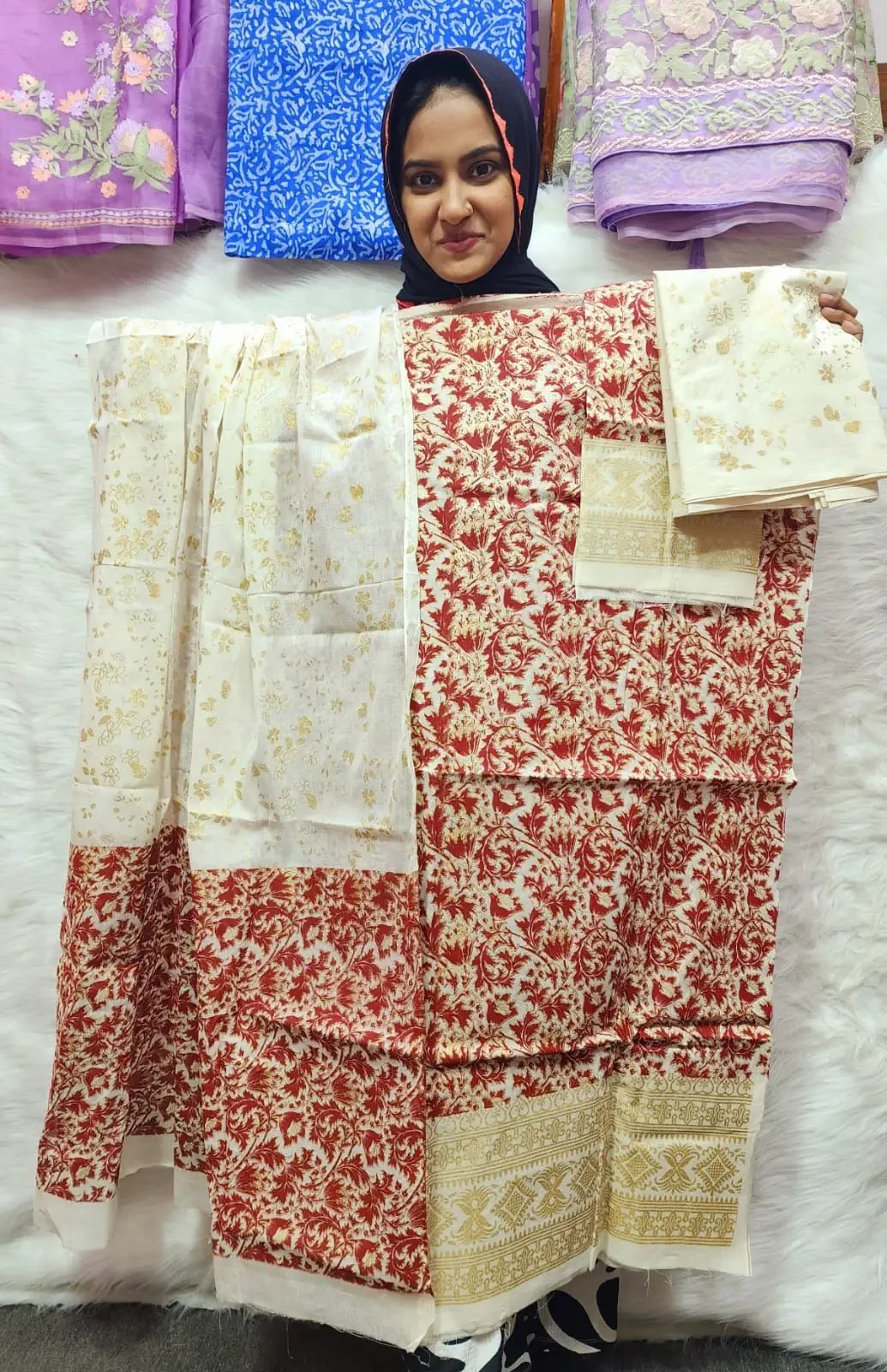 PURE KHADDI COTTON SCREEN PRINT 3PIC ID 2720