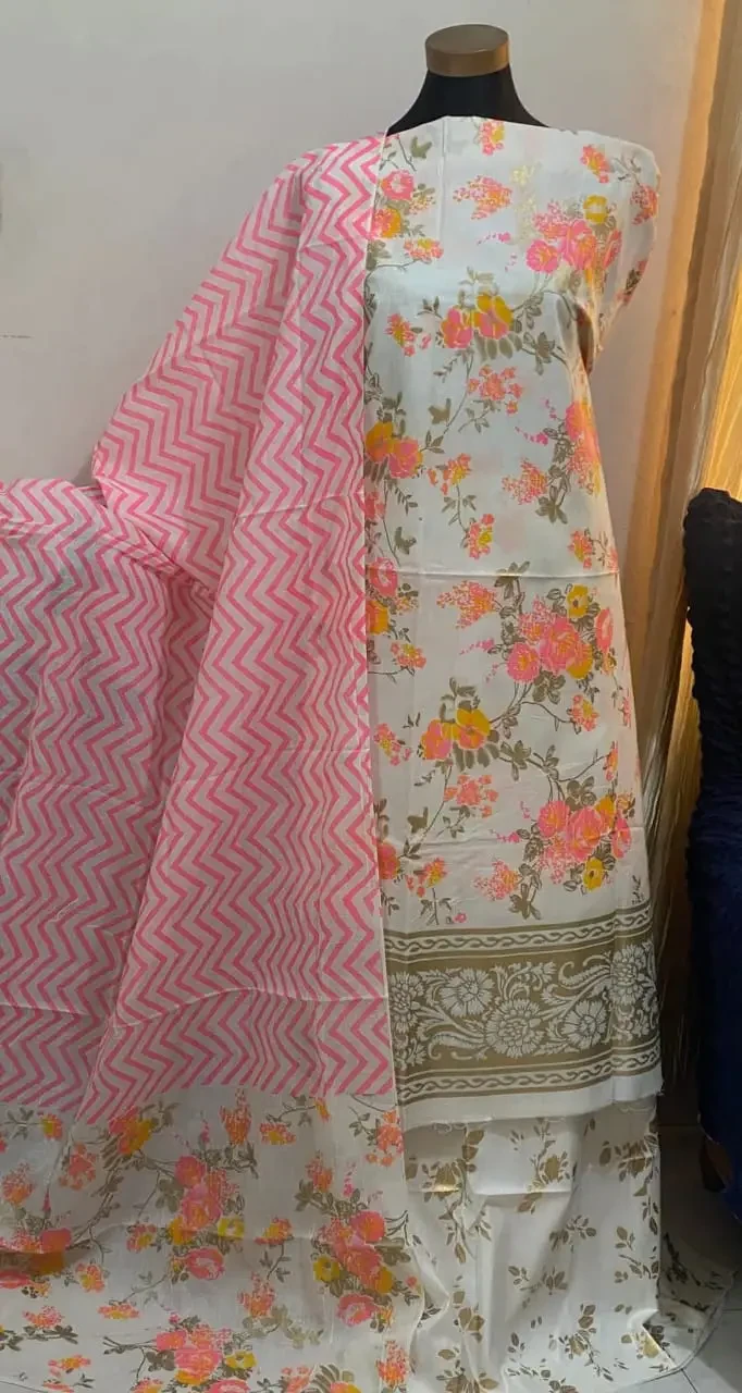 PURE KHADDI COTTON SCREEN PRINT 3PIC ID 2712