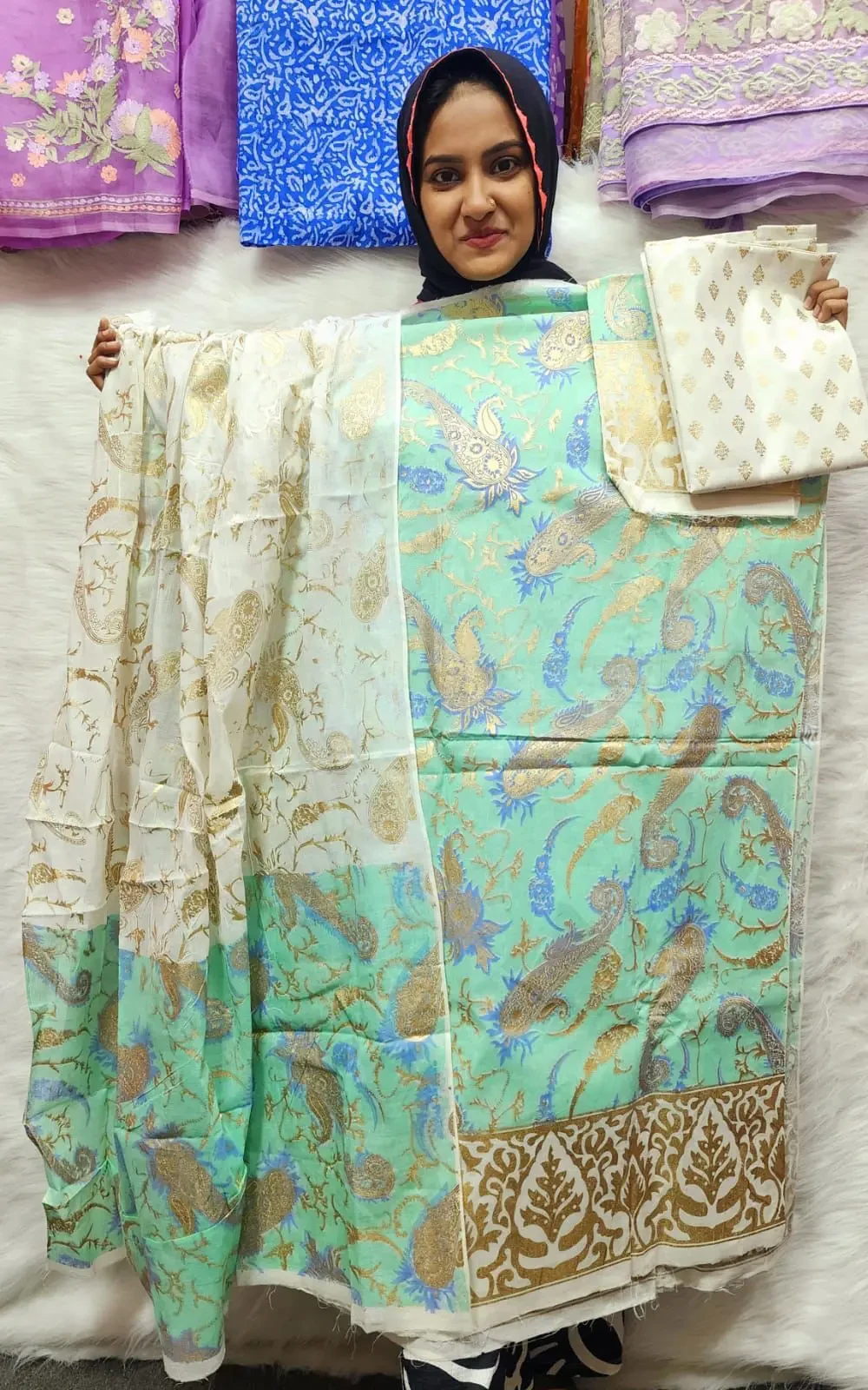 PURE KHADDI COTTON SCREEN PRINT 3PIC ID 2722