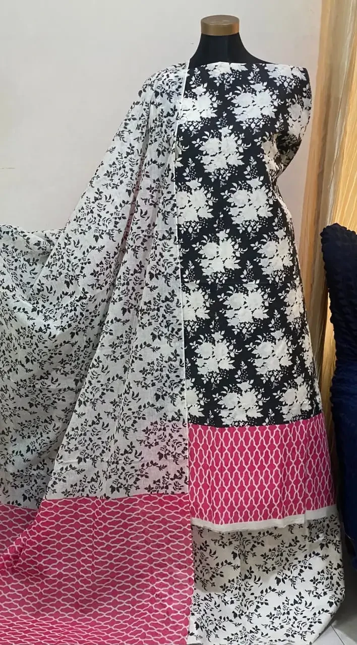 PURE KHADDI COTTON SCREEN PRINT 3PIC ID 2711