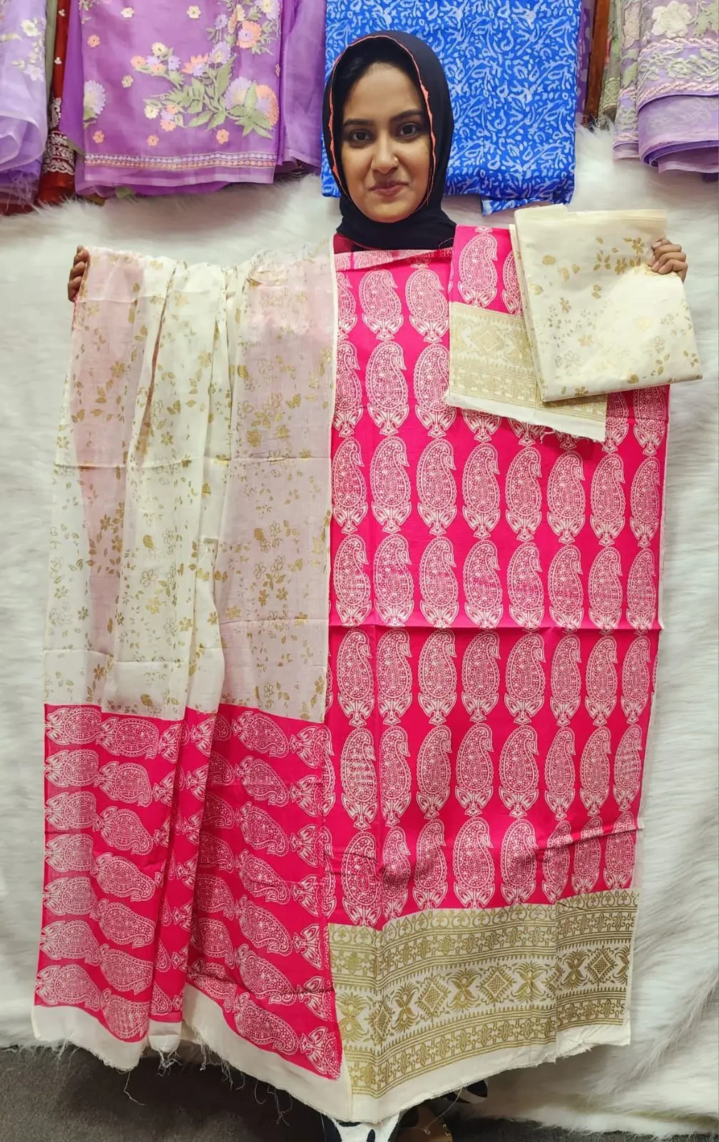 PURE KHADDI COTTON SCREEN PRINT 3PIC ID 2731